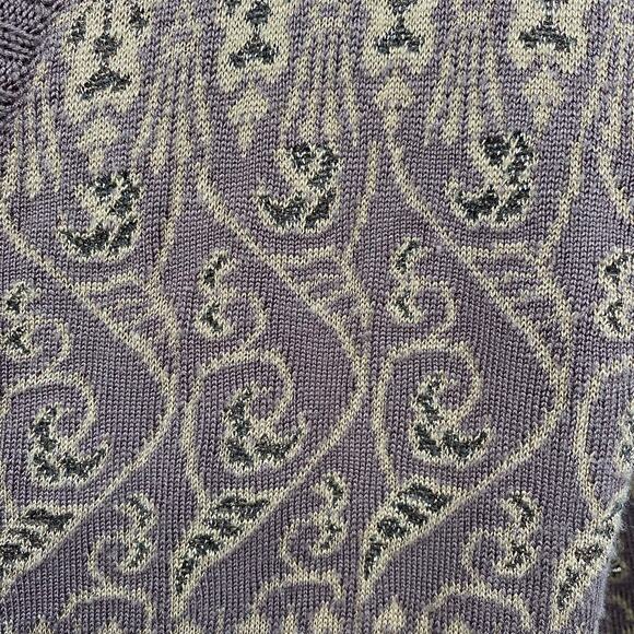 Alberto Makali Cardigan Sweater Button Front V Neck Patterned Brown Metallic L - Picture 3 of 6